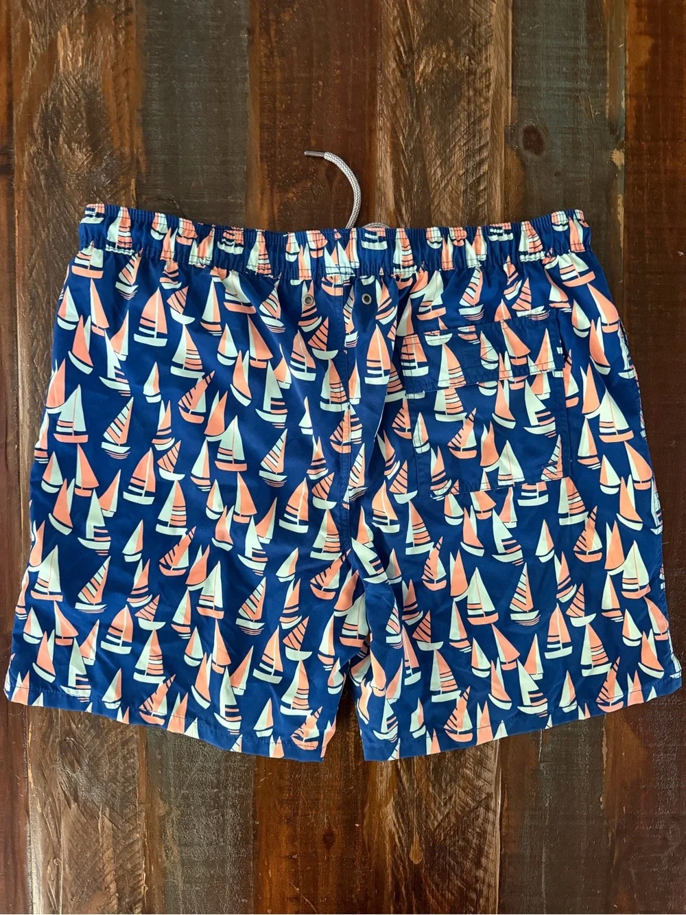 Tom & Teddy Men’s XXL Bright Blue Sailboat Print Swim Trunks | SKU 0718
